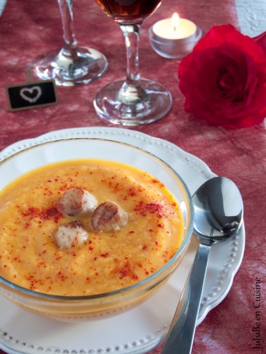 Nage de St jacques à la carottes pimentées