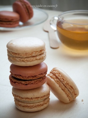 Macarons à la vanille et macarons à la framboise