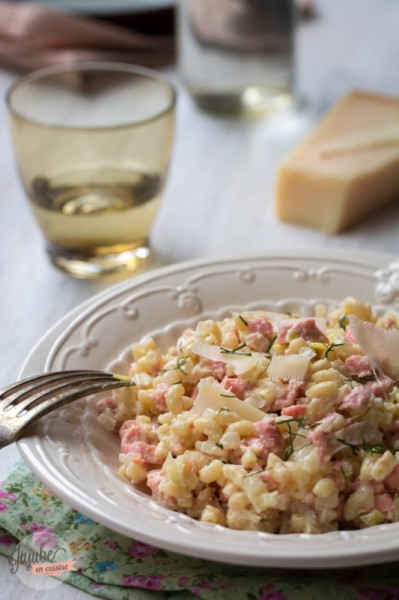 Risotto de coquillettes (saumon et poireau)