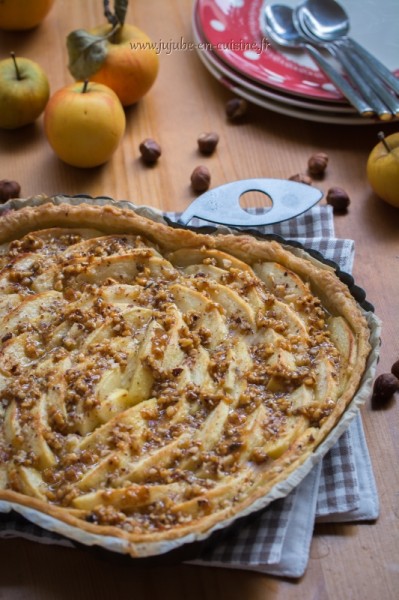 Tarte aux pommes et nougatine à la noisette