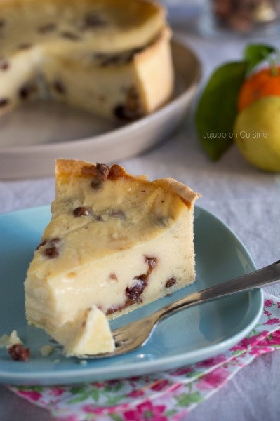 Flan pâtissier aux raisins marinés au rhum