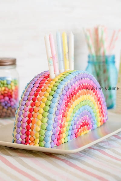 Gâteau arc-en-ciel Smarties  Rainbow cake - Jujube en Cuisine