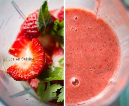 Smoothie à la fraise - Avant & Après