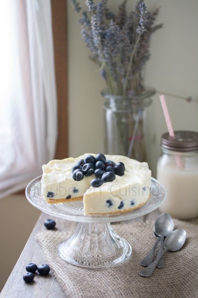 Cheesecake au chocolat blanc et myrtilles