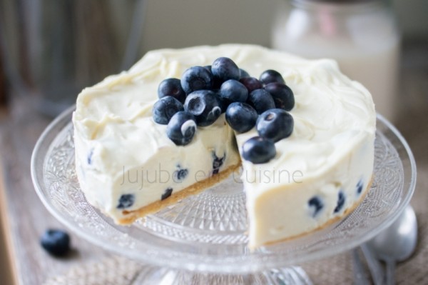 Cheesecake au chocolat blanc et myrtilles