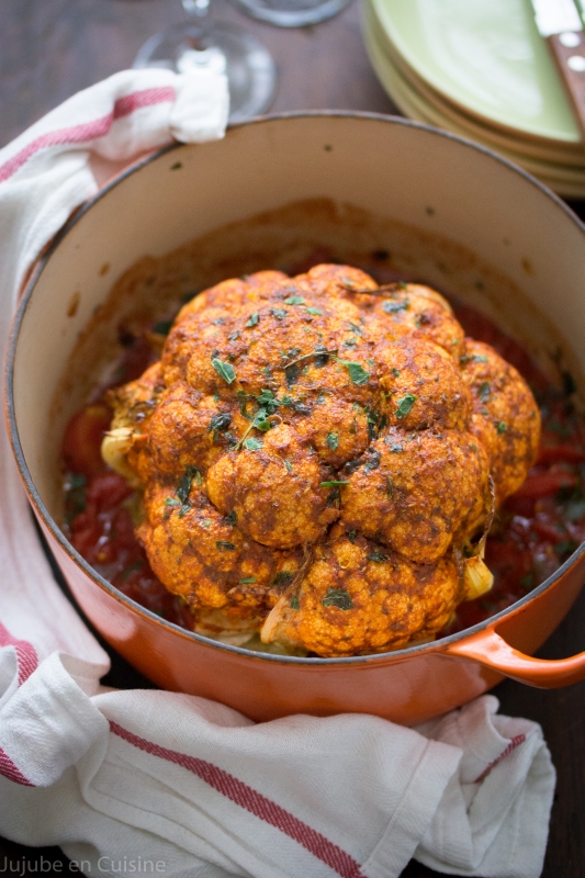 Chou fleur rôti entier au paprika fumé