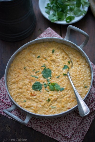 Dal (dahl) de lentilles corail, coco, curry