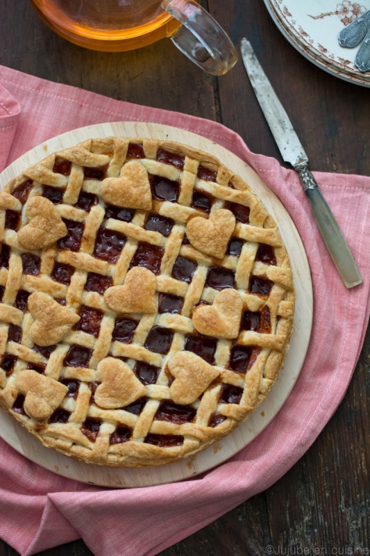 Tarte tressée à la confiture (avec des petits cœurs) | Jujube en cuisine