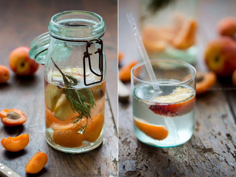 Detox water / eau aromatisée nectarine abricot romarin 