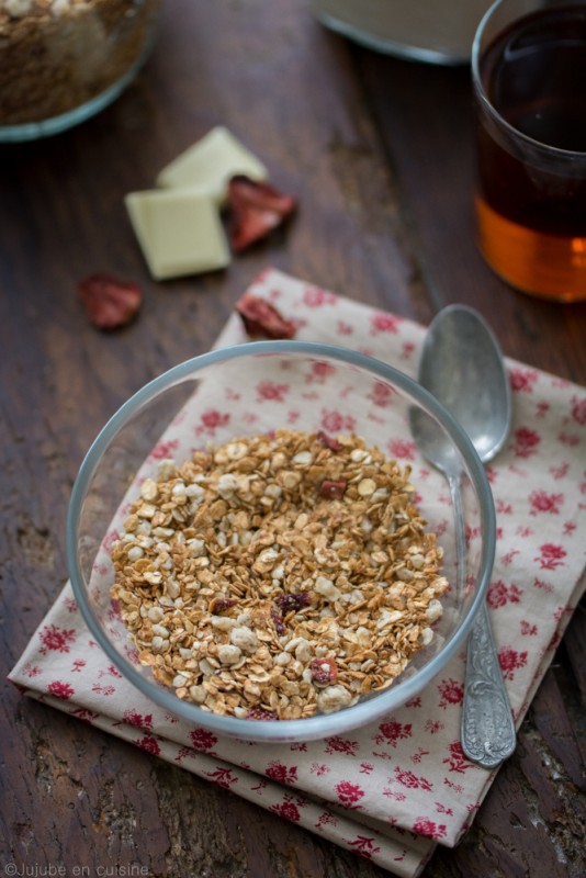 Granola/muesli fraises séchées-chocolat blanc | Jujube en cuisine