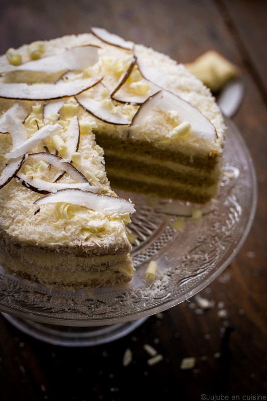 Layer cake noix de coco et chocolat blanc | Jujube en cuisine