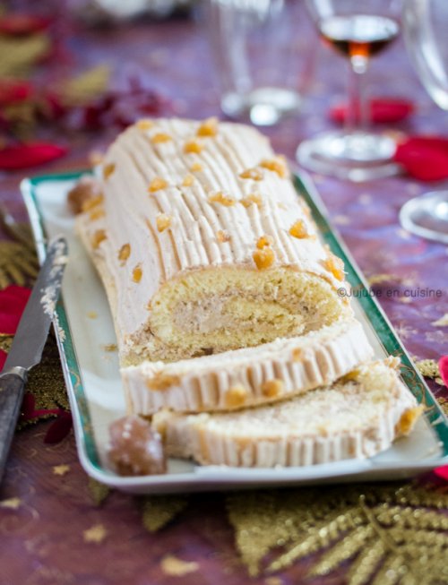 Bûche pâtissière à la mousse de crème de marron (gâteau roulé) | Jujube en cuisine