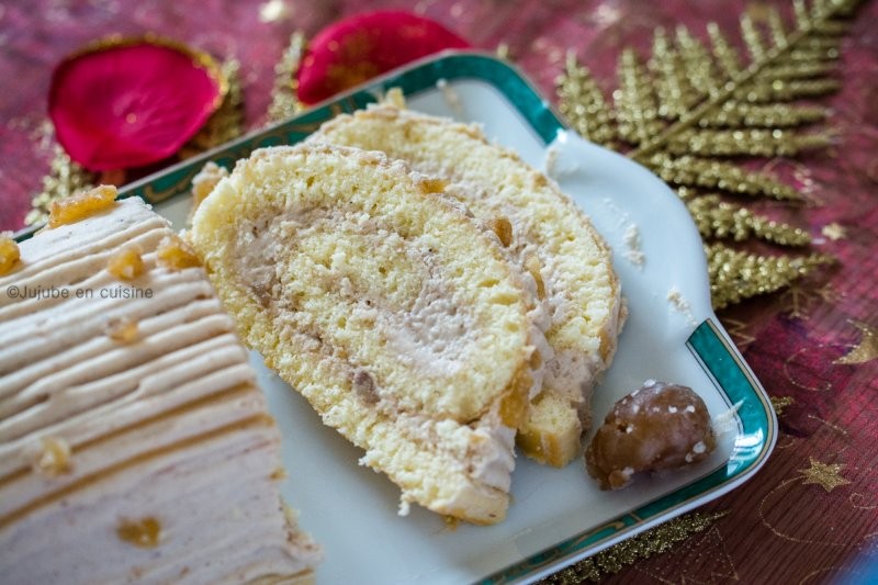 Bûche pâtissière à la mousse de crème de marron (gâteau roulé) | Jujube en cuisine