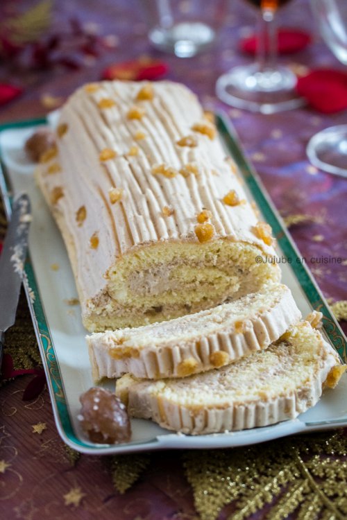 Bûche pâtissière à la mousse de crème de marron (gâteau roulé) | Jujube en cuisine