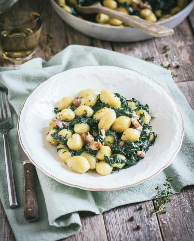 Gnocchis (sans gluten) aux fromages, épinards et petits salés | Jujube en cuisine