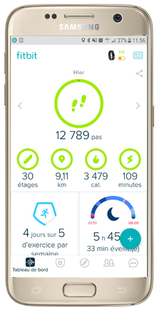 Tableau de bord de l'application Fitbit | Mon avis sur la Fitbit Charge 2 | jujube en cuisine