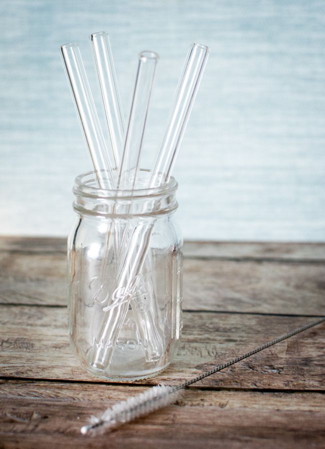 Lot De 6 Pailles En Verre Réutilisables Avec 2 Brosses De Nettoyage