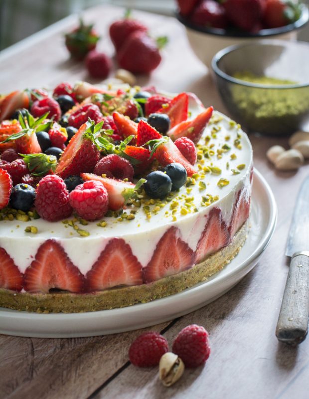 Cheesecake (sans cuisson) fraises et pistache | Jujube en cuisine